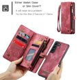 thumbnail image 6 of For Samsung Galaxy S21 Wallet Case,Multi-Functional Retro Leather Purse Flip Cover Zipper Wallet Case with Removable Card Slots Pocket & Detachable Wrist Strap Magnetic Phone Case, Red, 6 of 9