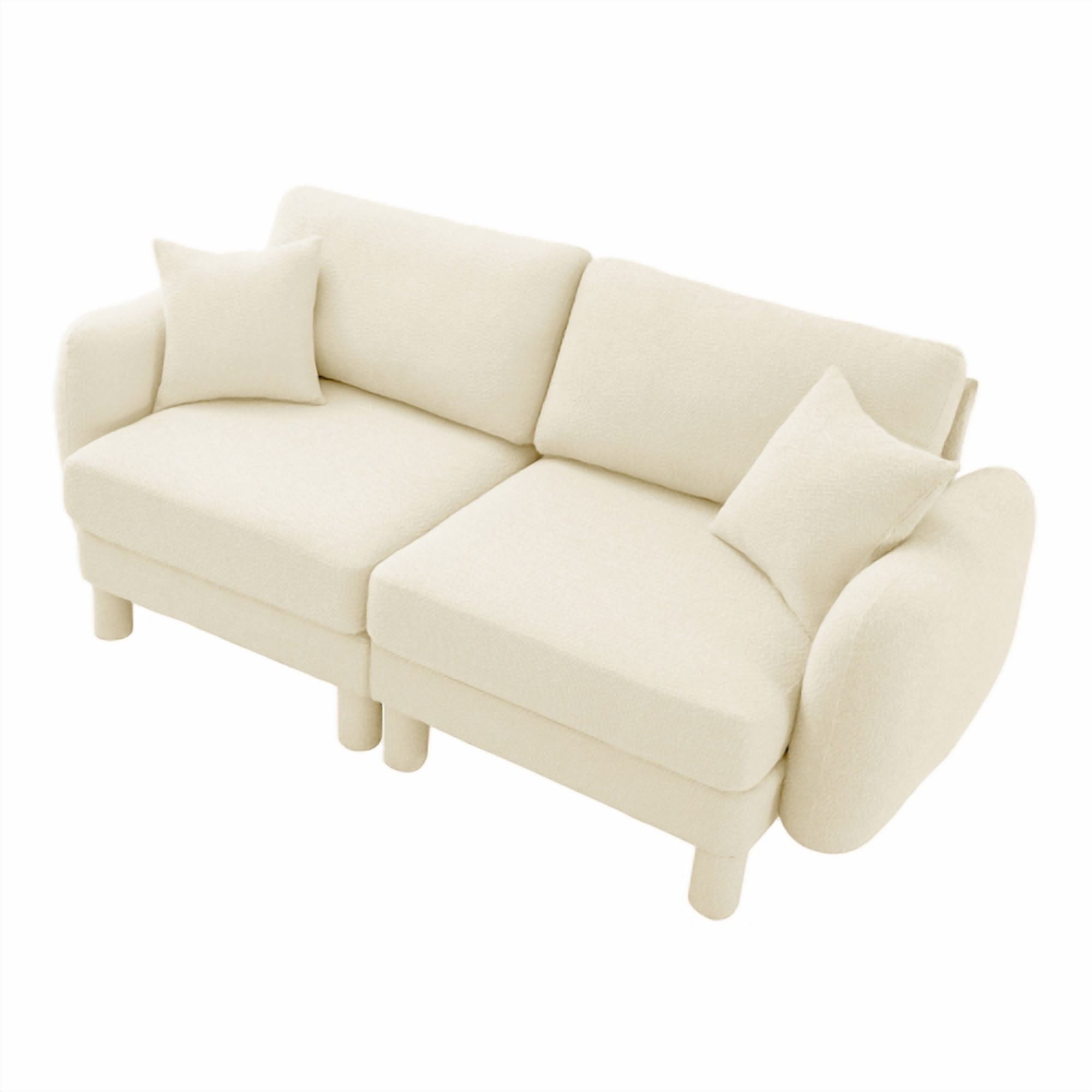 BSHTI Fabric Double Sofa Couch, Safe Comfortable Shell Shaped Armrests and Cylindrical Legs Loveseat for Livingroom,Beige Color
