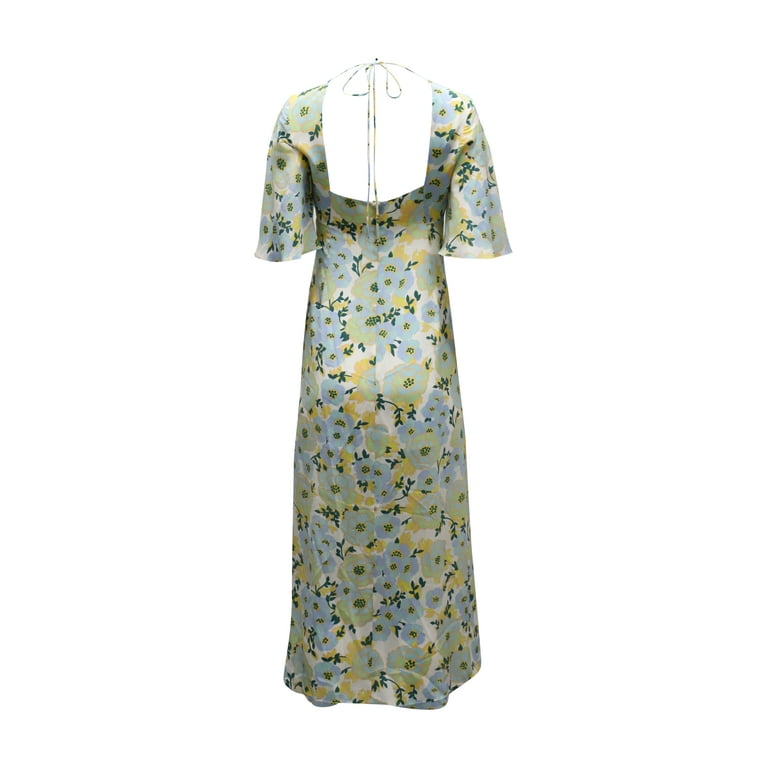sandro blue silk dress SANDRO Pleated Satin-Effect Midi Dress