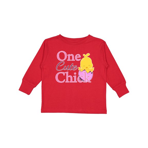 Inktastic One cute chick Girls Long Sleeve Toddler T-Shirt