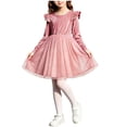 UKHCCC Girls Velvet Party Dress, Long Puff Sleeve Ruffle A-Line Mini ...