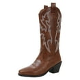 thumbnail image 6 of Knee High Cowboy Boots for Women Fleece Lined Embroidered Western Chunky Heel Wide Calf Tall Cowgirls Boots, 6 of 8