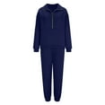 thumbnail image 3 of vigerkar Women's Sweatsuits 2 Piece Outfits Lounge Sets Long Sleeve Half Zip Pullover and Baggy Sweatpants with Pockets (Navy, 5XL), 3 of 4