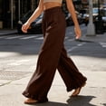 thumbnail image 5 of Womens Cotton Palazzo Pants Wide Leg Elastic High Waist RuffleCasual Summer Beach Vacation Trousers with Pockets, 5 of 6
