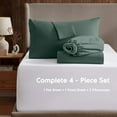 thumbnail image 2 of LammaLoe Extra Deep Pocket King Sheets Set, 4 Piece, Fits 18"-24" Mattress, Breathable & Extra Soft Bed Sheets, Garden Green, 2 of 8