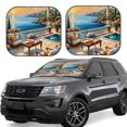 thumbnail image 6 of Kdxio Coastal Style Garden Villa Print 2-Piece Sun Shade Front Windshield - Foldable Car Front Window Sunshades for Most Sedans SUV Truck, 6 of 6
