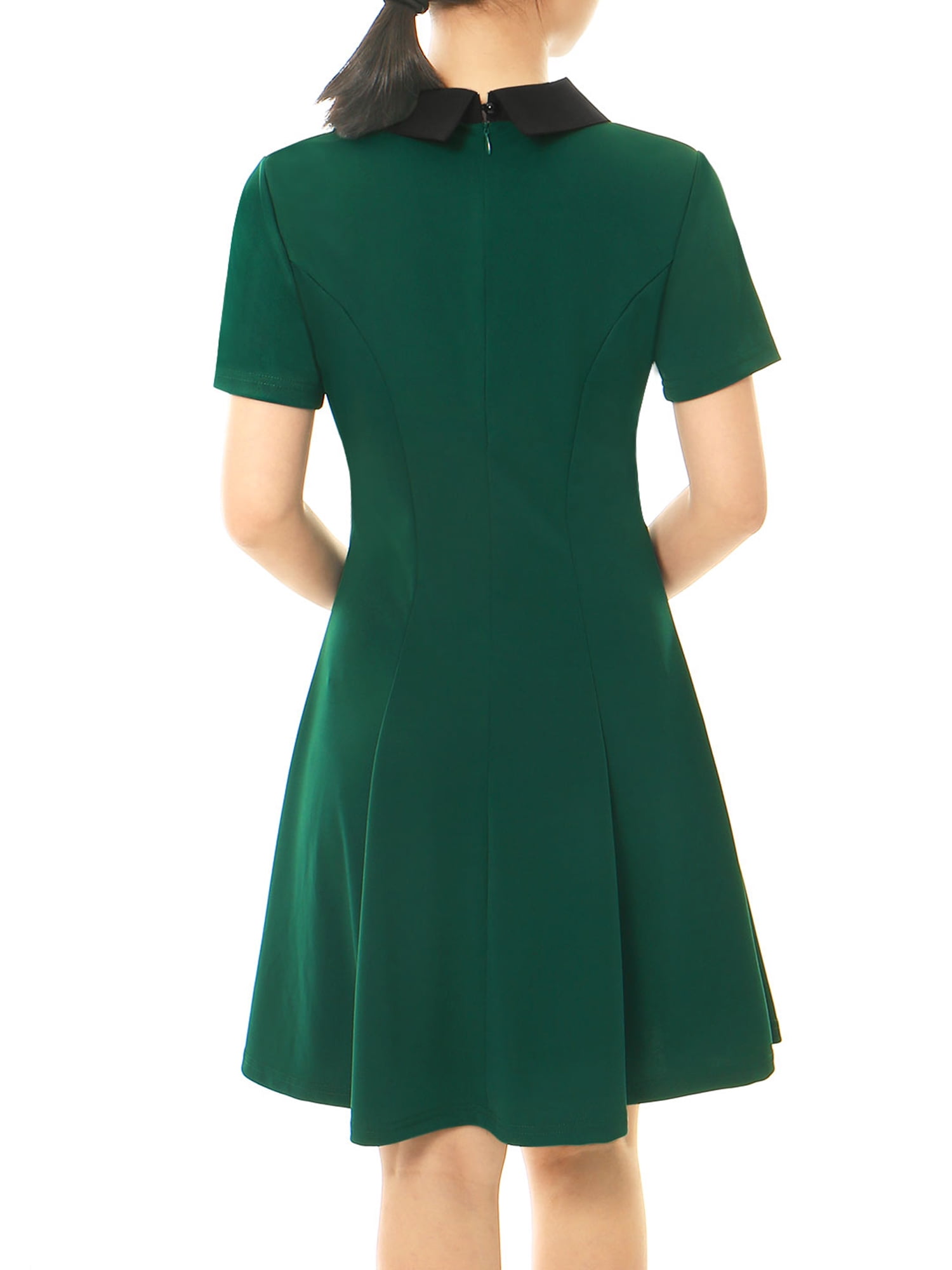 Allegra K Womens Halloween Contrast Doll Collar Short Sleeves Above Knee Flare Dress