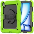 thumbnail image 6 of 3 Layer Multi-Functional Case for iPad Air 13 2024, for Kids Heavy Duty Protective Case with Screen Protector & Stylus Holder & 360 Rotating Stand and Hand/Shoulder Strap Cover - Green, 6 of 9