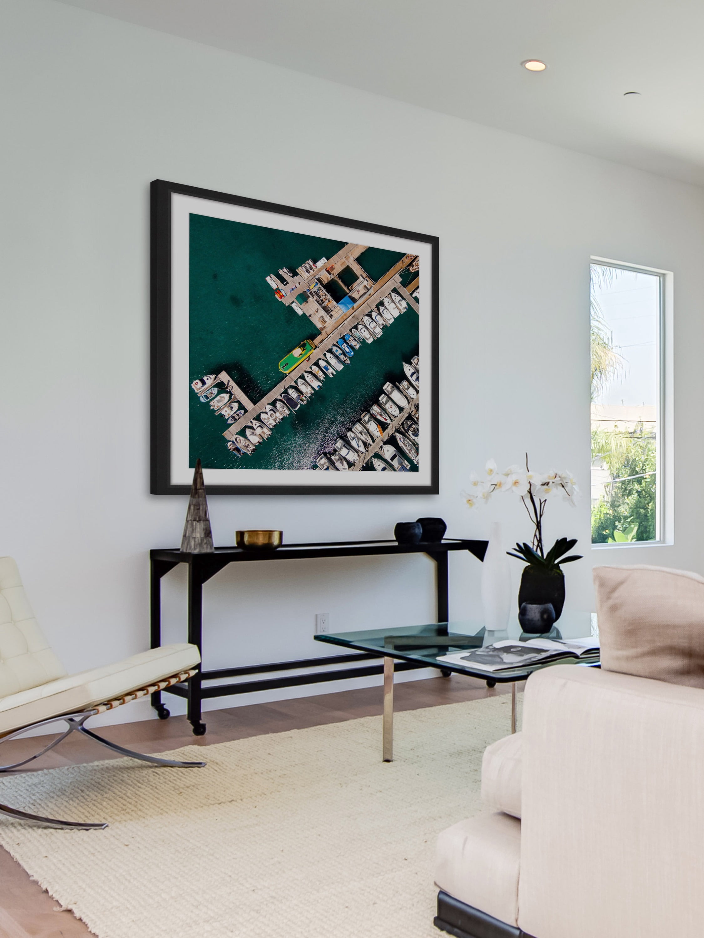 "Neatly Docked Boats" Framed Painting Print