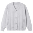 thumbnail image 4 of SUNBS V‑Neck Button Sweatshirts Cardigan for Women Fall Jacket Oversized Casual Clothes with Pockets, 4 of 9
