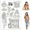 thumbnail image 2 of 1Sheet Lady Coffee Background Clear Stamps Lady Coffee Decorative Clear Stamps Silicone Clear Stamps, 2 of 9