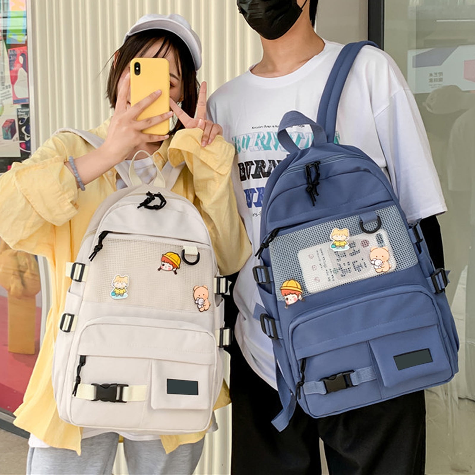2022 Backpack,18IN Schoolbag Female Ins Style Korean Version of Harajuku  ulzzang Campus Junior High School Students Backpack New Trend Backpack  Unique