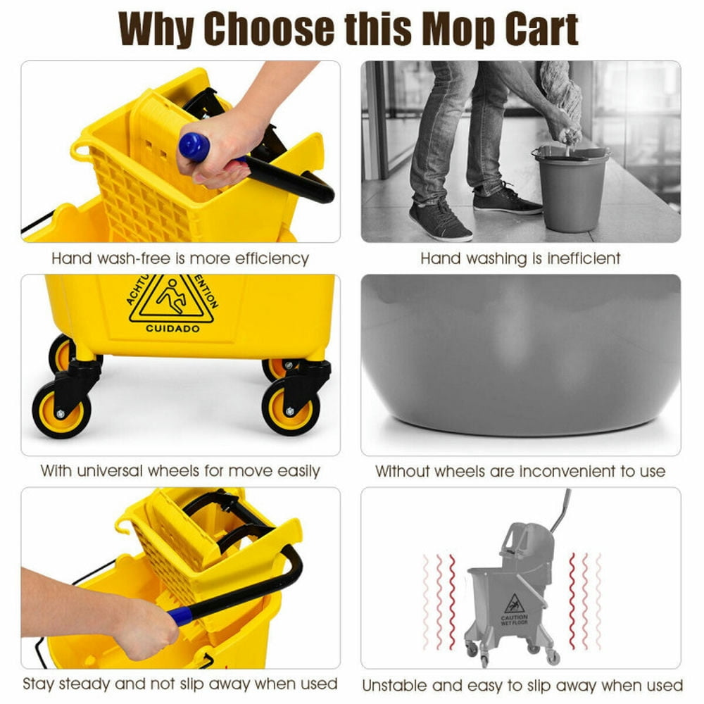 GVN Vacuums & Cleaners,26 Quart Side Press Wringer Commercial Mop Bucket