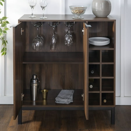 Manor Park Modern Bar Cabinet With Wine Storage Dark Walnut Com Manor Park Modern Bar Cabinet With Wine, Maxine Bar Cabinet