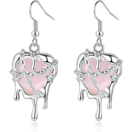 Gothic Heart Dangle Earrings for Women, Goth Black Red Heart Studs Drop Earrings, Emo Punk Y2k Goth Accessories for Women[o642]