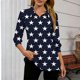 thumbnail image 2 of TaTaai Women's V Neck Slim 3/4 Sleeve Print Top, Fashion Casual Fall Style, Ribbed Stretchy Fabric, Casual Daily Garment, Cold Water Wash Design Gift, 2 of 5