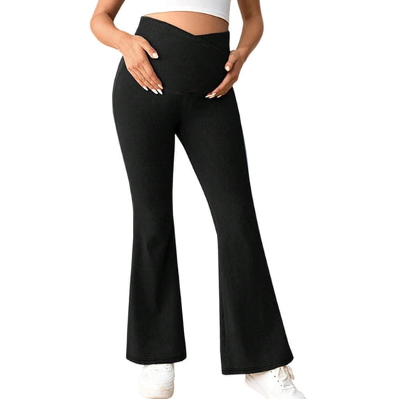 Maternity Jeans Over Belly 2026,Women's Maternity Flare Denim Pants Pregnancy Wide Leg Stretchy Trousers Adjustable Waist Pants with Pockets Lounge Trousers Loose Casual Work Bottoms