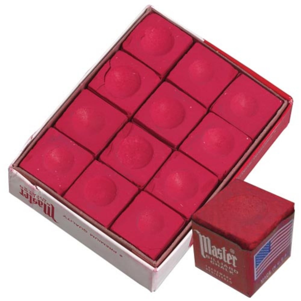 Red Master Pool Chalk Box of a Dozen Blocks 