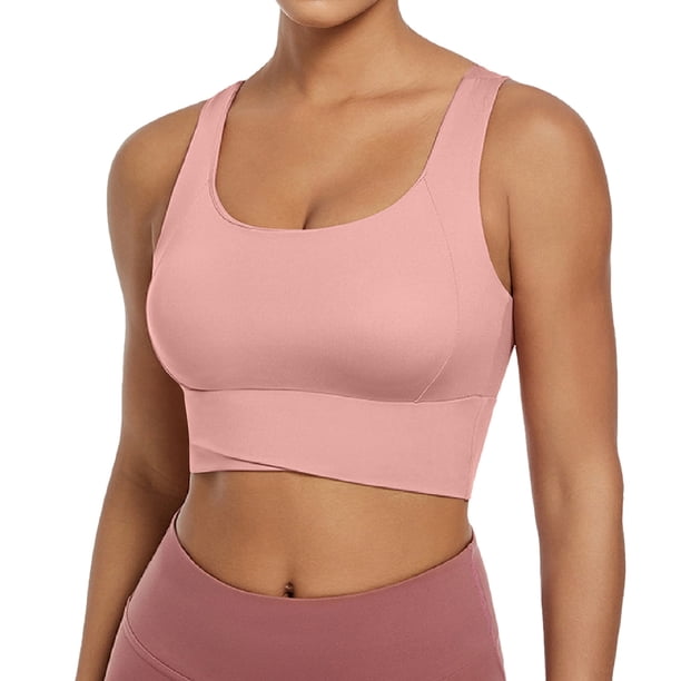 Sujetador deportivo sin aros para mujer - Camiseta de yoga sexy con fruncido y relleno fijo en el pecho - S-XL