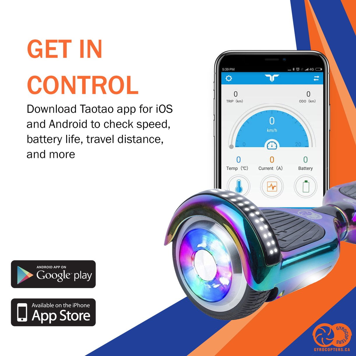 Gyrocopters PRO 4.0 Hoverboard with Bluetooth Speaker APP LED Lights UL2272 Certified Chrome Rainbow Walmart