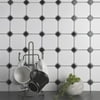 Somertile 11.5x11.5-inch Victorian Octagon White and Black Porcelain Mosaic Floor and Wall Tile (10 tiles/9.2 sqft.)