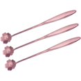 thumbnail image 1 of Cucharas de acero inoxidable con mango largo, cucharas mezcladoras para té, cóctel, café, agitador, flor de cerezo de oro rosa, 3 uds., 1 of 5