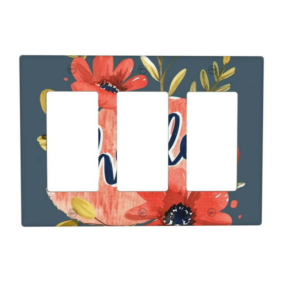 Flower Hello Daisy Switch Cover Decorative Wall Plate 3-Gang Standard Size