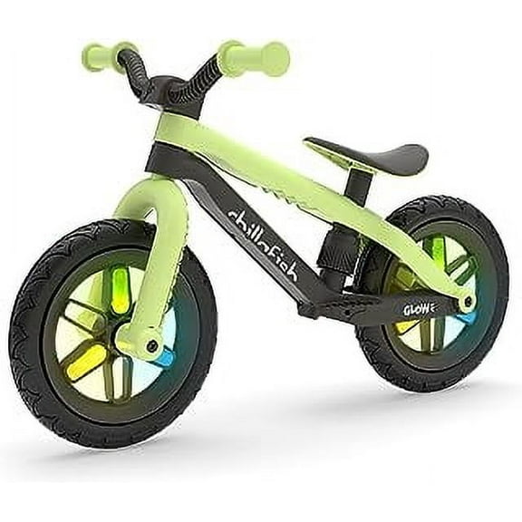 Chillafish Pistachio BMXie Glow Lightweight Balance Bike with Light-up Wheels When Riding, for Kids 2 to 5 Years, 12-inch Airless Rubber Skin Tires, Adjustable Seat Without Tools