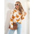 thumbnail image 5 of Women'S Casual Butterfly Print Knitted Pullover Sweaters Long Sleeve Crew Neck Jumper Tops XL, 5 of 9