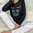 thumbnail image 3 of Arlun 2025 Fall Pajamas for Women Set Cute Printed Crewneck Long Sleeve and Elastic Waited Long Pants Pajama Sets Soft Lightweight Loose Comfy Fashion Loungewear Pjs Black2 M, 3 of 7