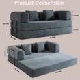 thumbnail image 2 of Sofa cama convertible con almohada cilíndrica, sofá de colchón plegable de corduro con marco de forma fija, sofá de pie para salón y dormitorio (gris), 2 of 5