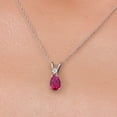 thumbnail image 3 of Gem Stone King 14K White Gold Red Created Ruby and White Topaz Pendant Necklace for Women | 1.04 Cttw | Gemstone July Birthstone | Pear Shape 7X5MM | With 18 inch Chain, 3 of 6