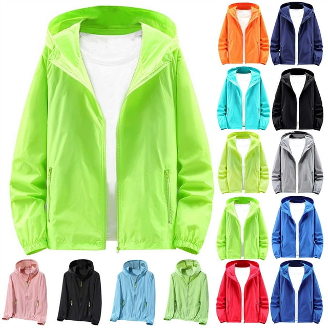 BiZtdJrK Plus Size Mens Sun Protection Hoodie Lightweight Breathable Full Zip Jackets Outdoor Long Sleeve Windbreaker with Pockets Blue XXXXL Ropa de Verano Para Mujer