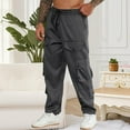 thumbnail image 6 of Handshe Men's Stylish Solid Color Casual Cargo Pants with Multiple Pockets Utility Design for Outdoor Everyday Wear,Plus Size, 6 of 7