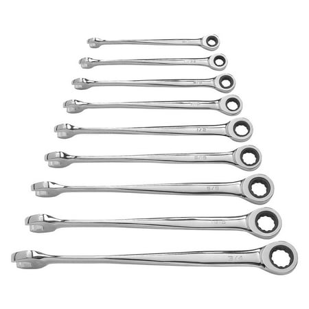 9 Piece SAE X Beam Ratcheting Combo Wrench Set