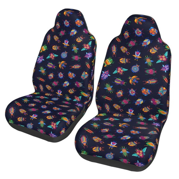 Yiaed Colorful Insects Print Car Seat Covers,Universal Auto Seats Protector Fits for Car,SUV Sedan,Truck,Automotive Seat Covers & Accessories(Two packs)