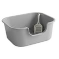 thumbnail image 1 of Open Top Pet Litter Tray Cat Litter Box High Sided Easy to Clean Extra Large Grey, 1 of 9