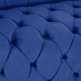 thumbnail image 4 of GDF Studio Marengo Contemporary Tufted 3 Seater Sofa, Navy Blue Velvet and Espresso, 4 of 10