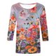 thumbnail image 4 of Camiseta holgada estampada a la moda para mujer, blusa de manga 3/4 de longitud media, Tops informales con cuello redondo Fridja  fjkfkj1423, 4 of 5