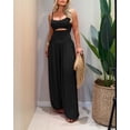 thumbnail image 4 of ChicMe Jumpsuits for Women Spaghetti Strap Sleeveless Cut-Out Waist Backless Tie-Back Ruched Wide Leg Vacation Summer Womens Rompers Black-M, 4 of 9