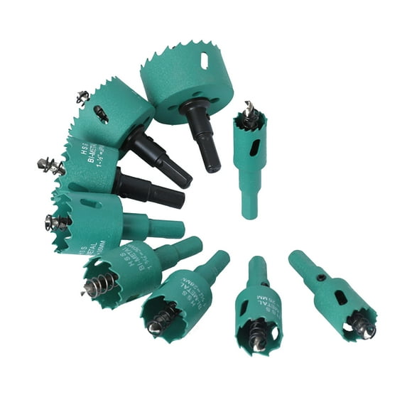 9 PCS Bi-metal Hole Saw Drill Bit Set 19mm-51mm High Speed Steel Multifunction Hole Drilling Drill Bits with Hex Shank for Wood Plasterboard Aluminum Iron Metal Sheet