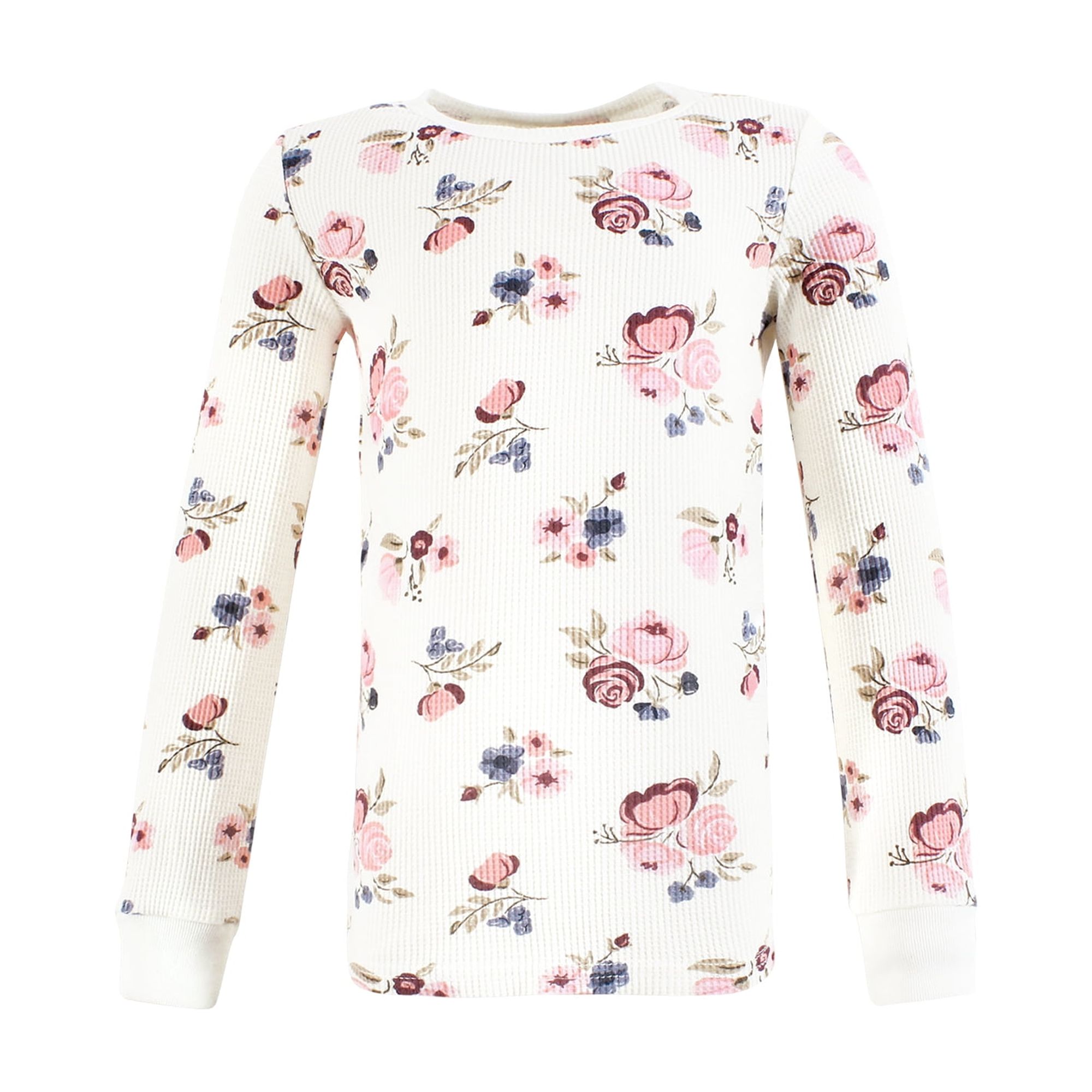 Hudson Baby Infant Girl Thermal Long Underwear 2pc Set, Dusty Rose Floral, 10 Years