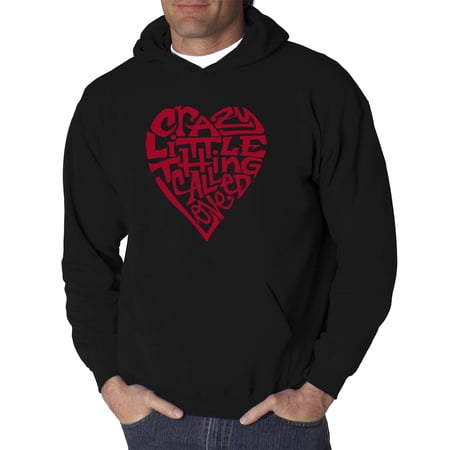 UPC 196042069867 product image for LA Pop Art Men s Word Art Hooded Sweatshirt - Crazy Little Thing Called Love | upcitemdb.com