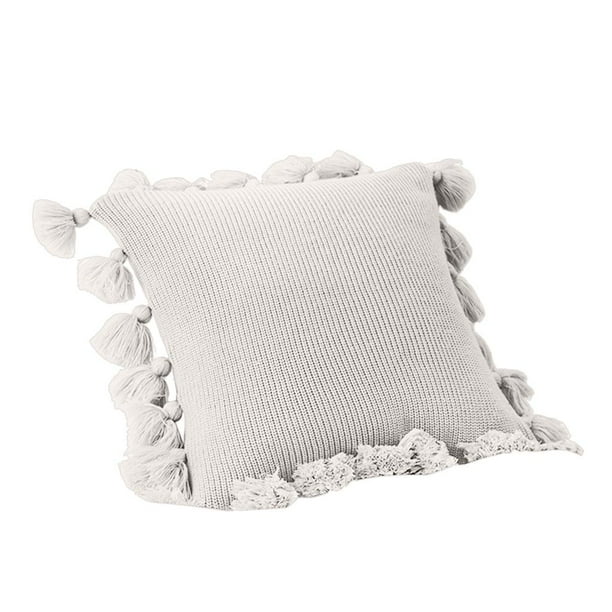 Fundas de cojín lisas, fundas de cojín para sofá, fundas de almohada decorativas, selección Borla - Beige