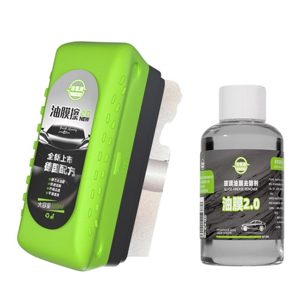 Cepillo de limpieza de película de aceite automotriz, herramienta reutilizable para quitar película de aceite de vidrio. Cepillo verde 1pcs