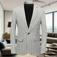 thumbnail image 2 of Xzbqbs Men's One Button Blazer Casual Striped Suit Jacket Slim Fit Lightweight Sport Coats Blazers Business Sport Jacket for Men, 2 of 3