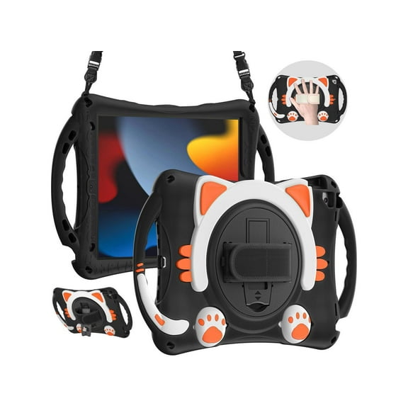 iPad 10.2 Case 2021 2020 2019, Shockproof Protective Cover with Handle Grip, Kickstand, Pencil Holder, Hand Strap, Carrying Strap for iPad 9th/8th/7th Generation and iPad Air 10.5/iPad Pro 10.5