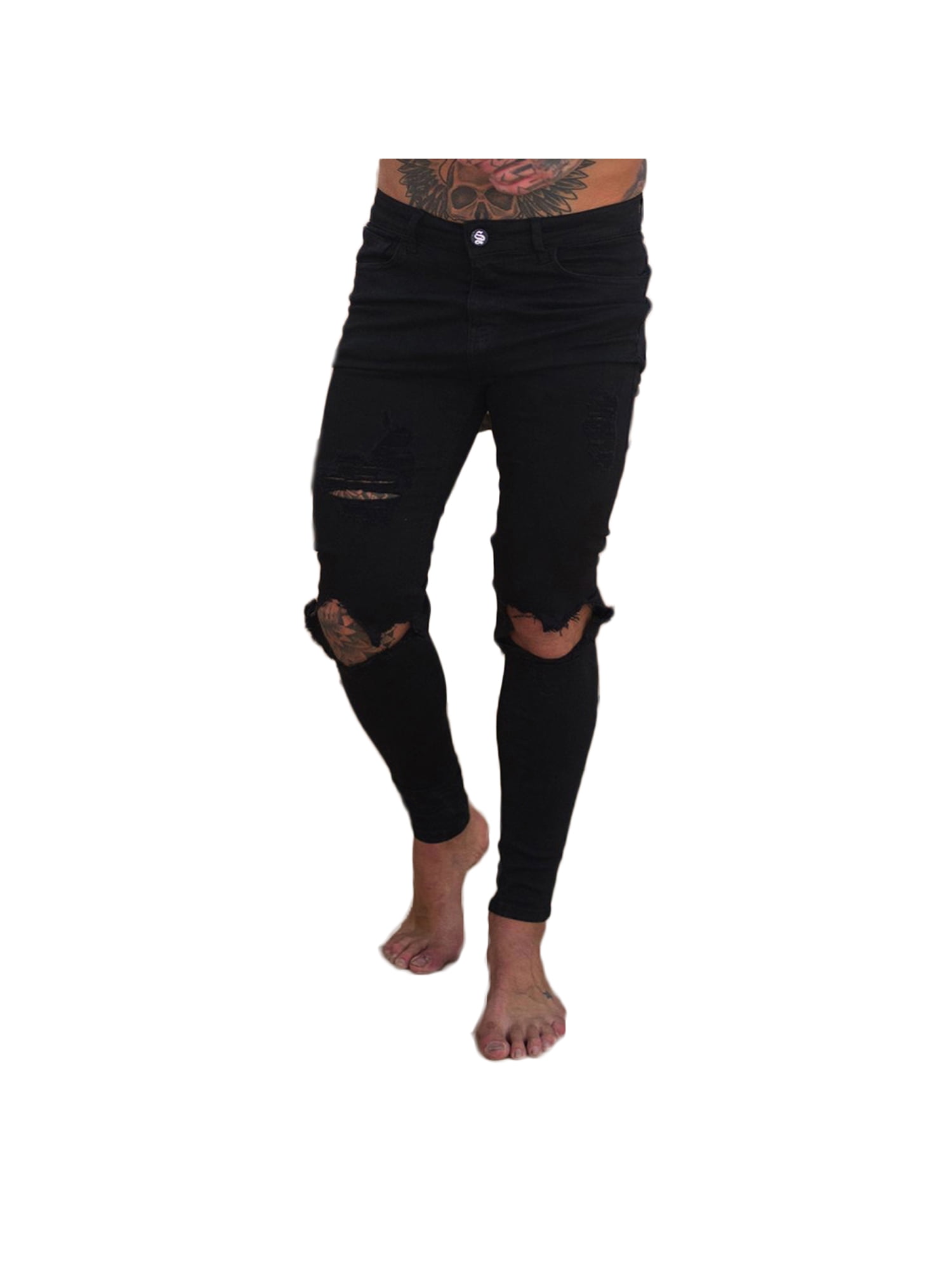 Liacowi Mens Boys Skinny Jeans Ripped Slim fit Stretch Denim Distress