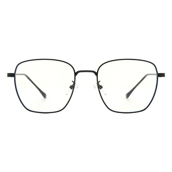 Blue Light Filtering Lens Eyeglasses Classy Square Metal Frame Clear Lens Black