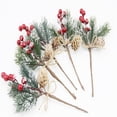 thumbnail image 1 of Material hecho a mano DIY simulación agujas de pino bayas rojas de Navidad ramas de pino decoración de árbol de Navidad ramo, 1 of 6
